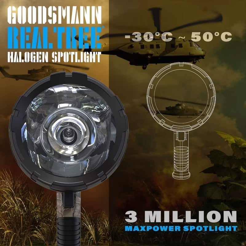 GOODSMANN Spotlight Camo Hunting Spot Lights 12 Volt Marine Spotlight Tacticpro 1500 Lumen RealtreeÂ® Xtra Halogen Boat Spotlighting 9924-H102-01 - Image 4